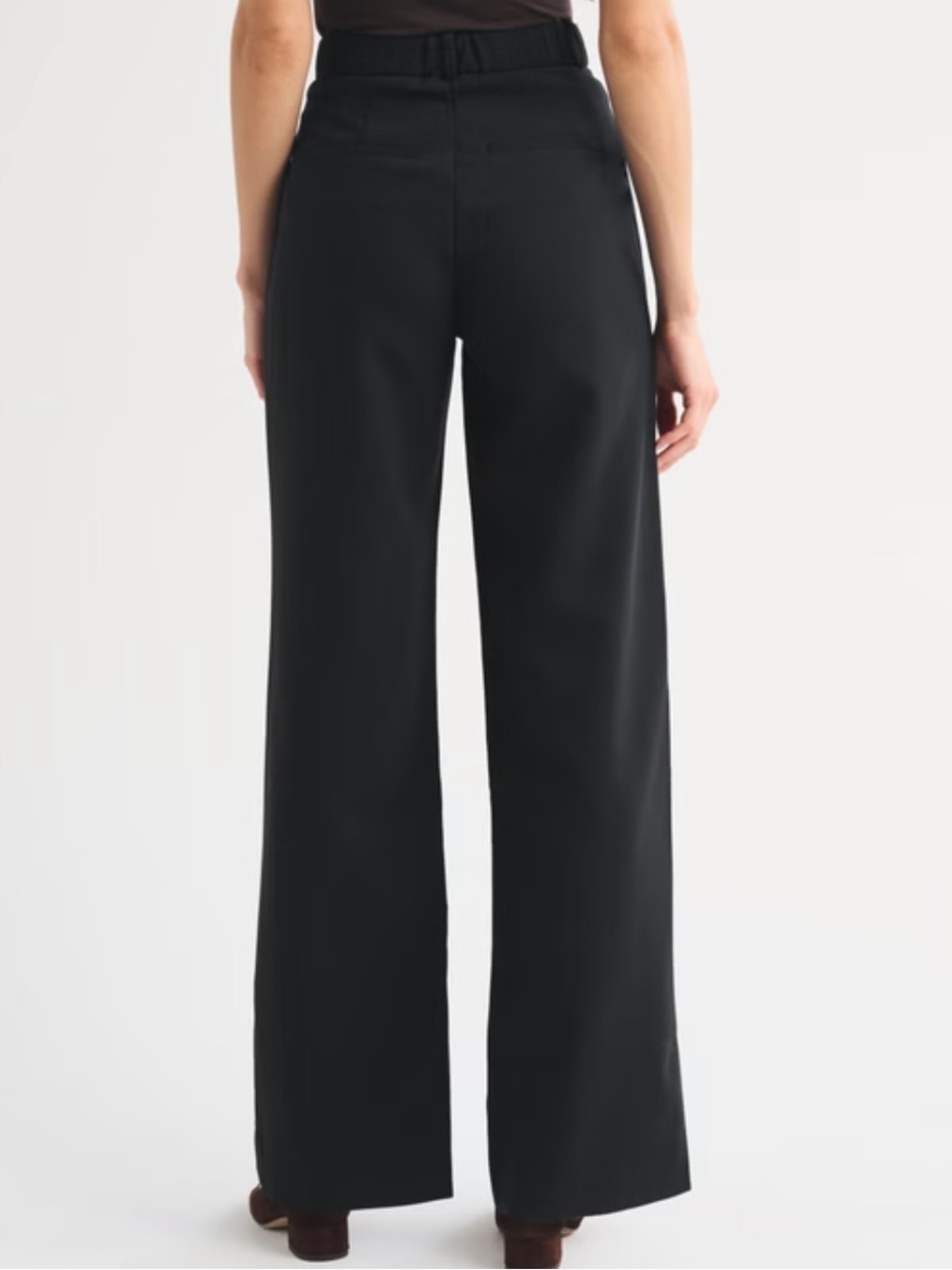 Abercrombie Sloan Tailored Wide Leg Pant Trousers Black Sz 28/6 Short High Rise - Picture 2 of 16